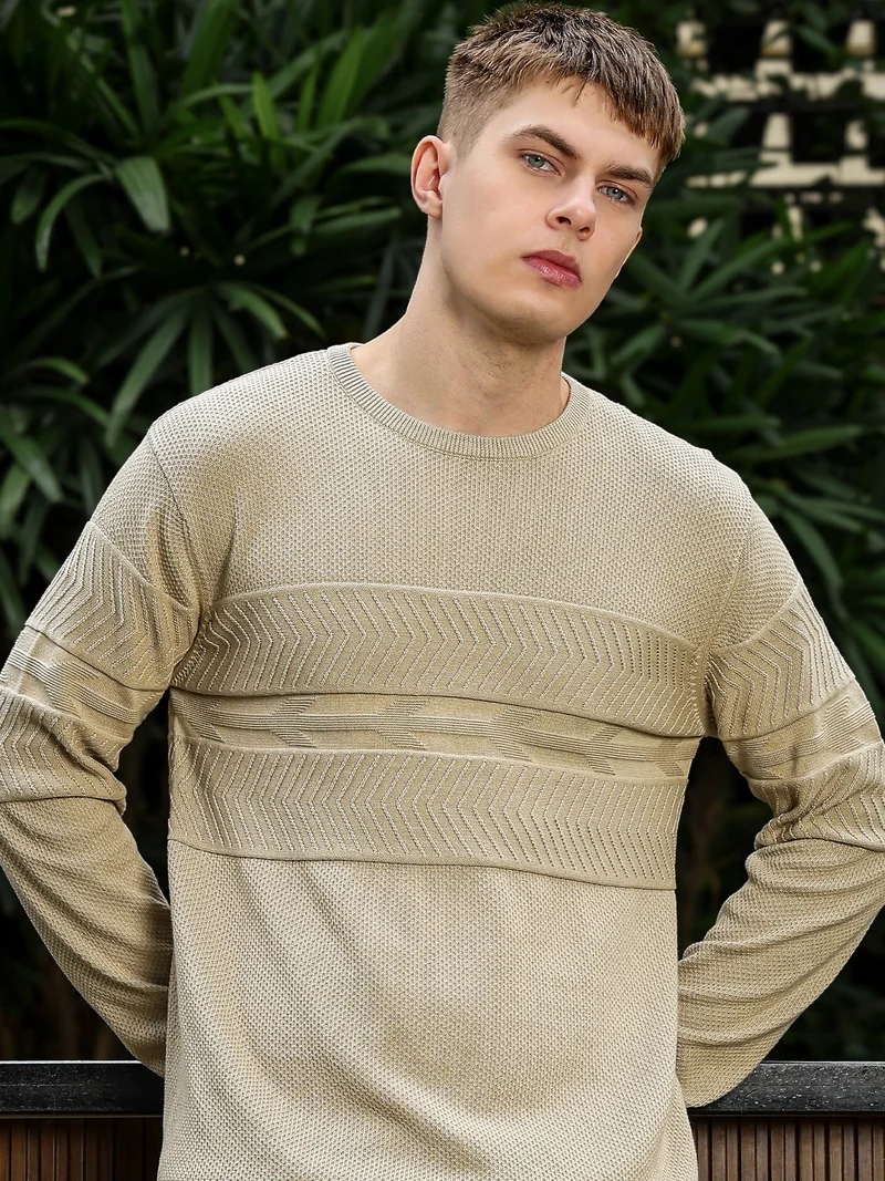 Maniac Maniac Mens Printed M Round Neck Raglan Half Sleeve Brown and White Cotton Tshirt